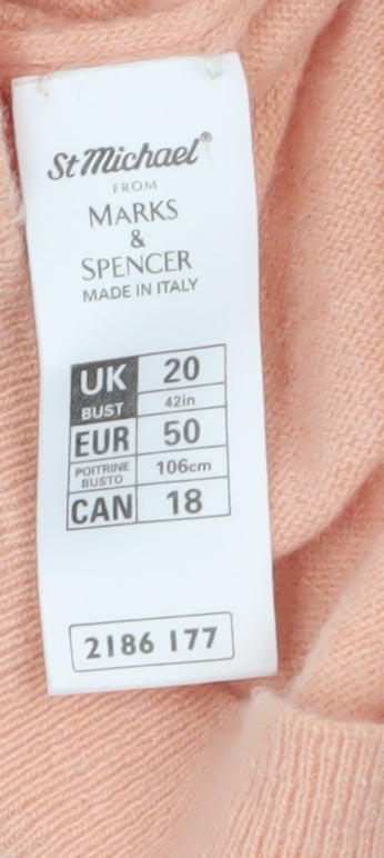 Marks and Spencer Women Peach Angora Roll Neck Jumper Size 20