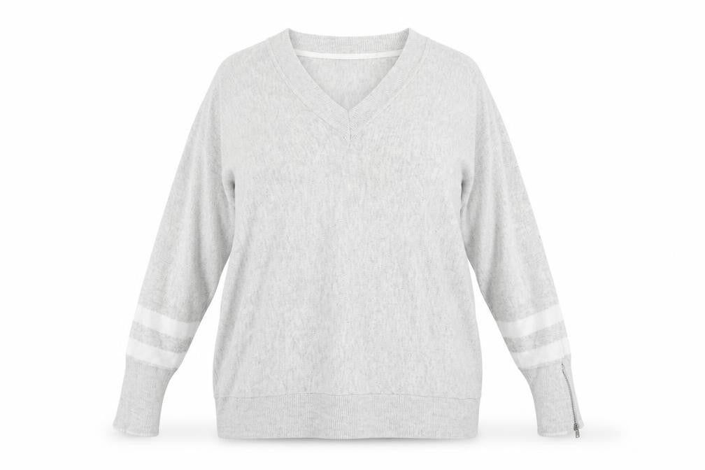 Mint Velvet Women's Grey V-Neck Relaxed Star Jumper Size S