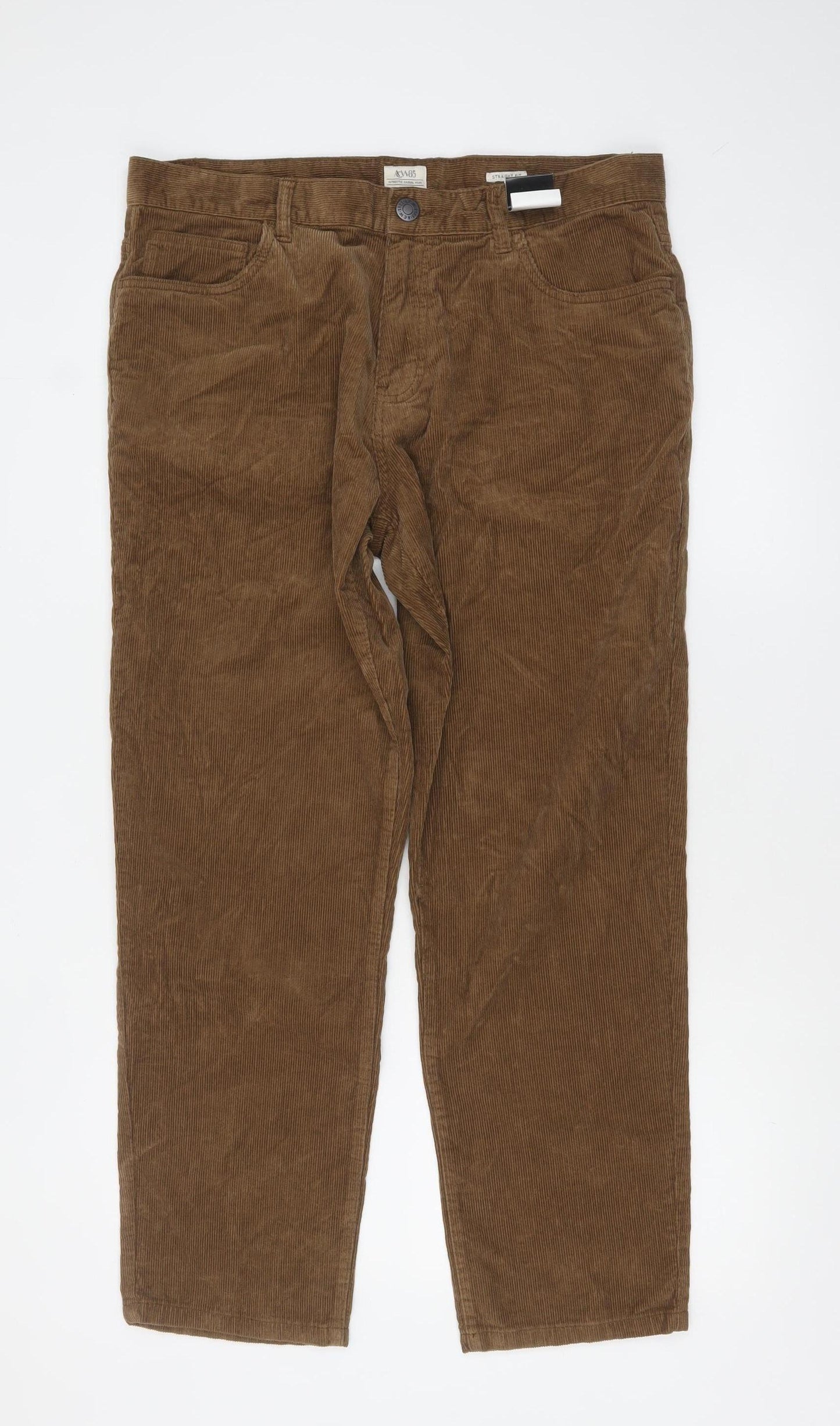 ACW85 Men's Brown Corduroy Chino Trousers Size 36S