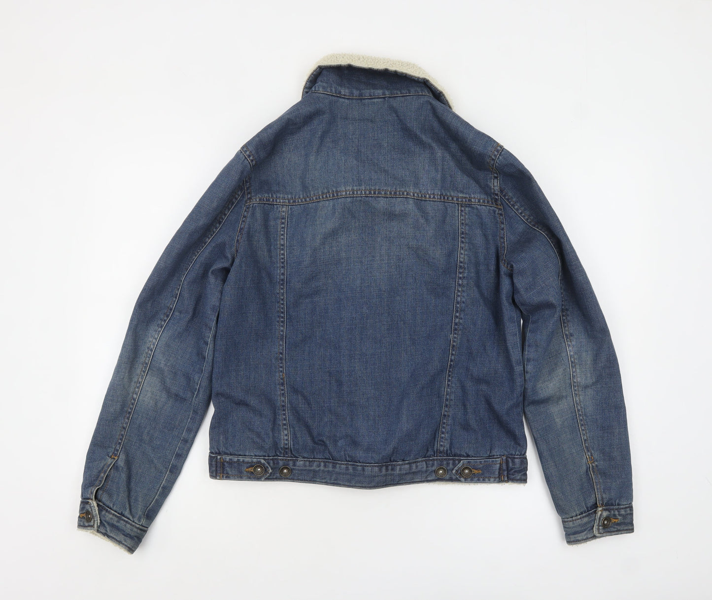 Mantaray Women Blue Denim Sherpa Lined Jacket Size 12