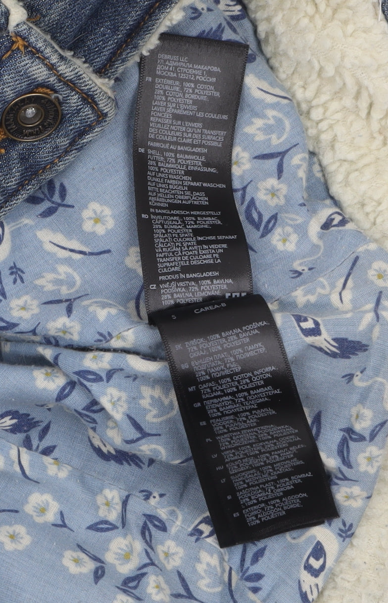 Mantaray Women Blue Denim Sherpa Lined Jacket Size 12