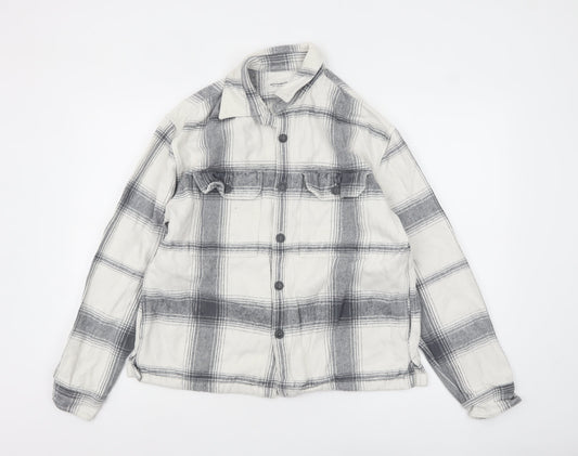 Abercrombie & Fitch Men's Grey Check Flannel Relaxed Shirt Jacket M