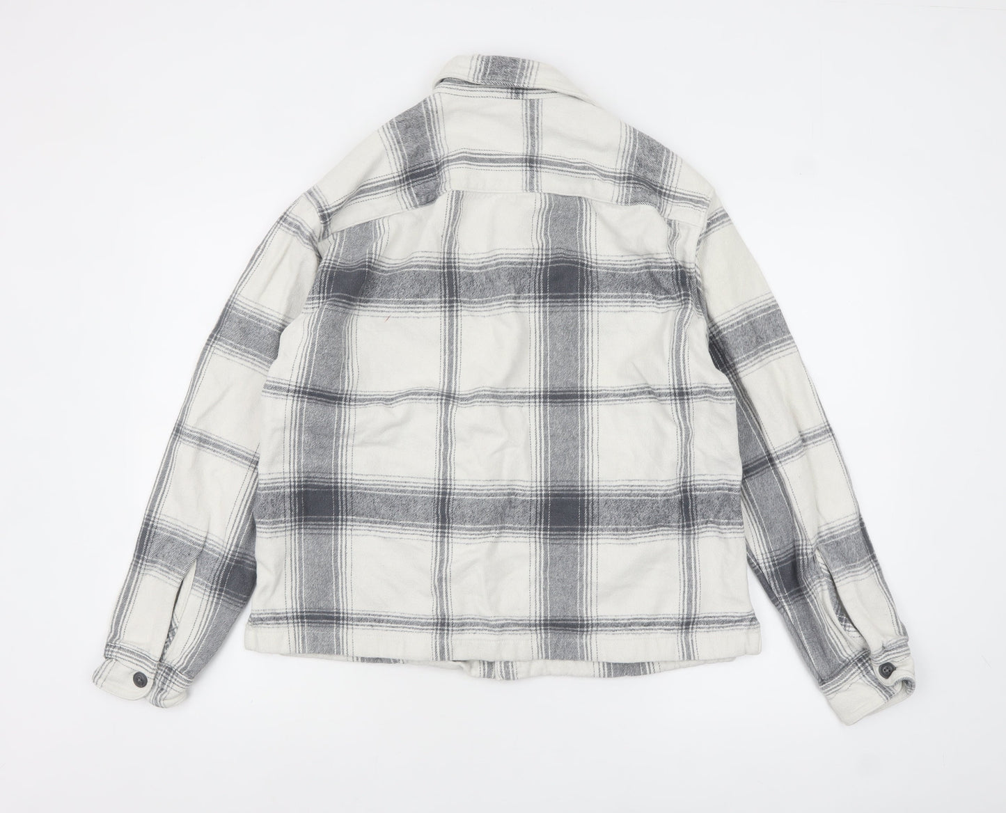 Abercrombie & Fitch Men's Grey Check Flannel Relaxed Shirt Jacket M