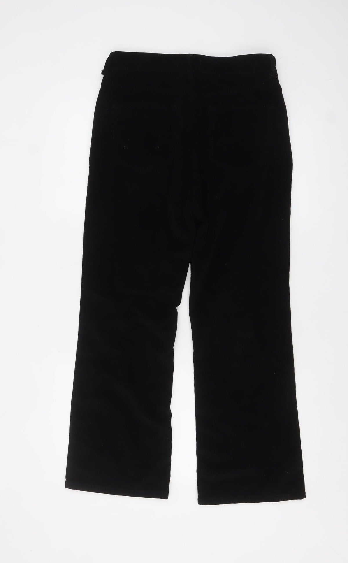 Zara Women Black Velvet Straight Leg Trousers Size 14
