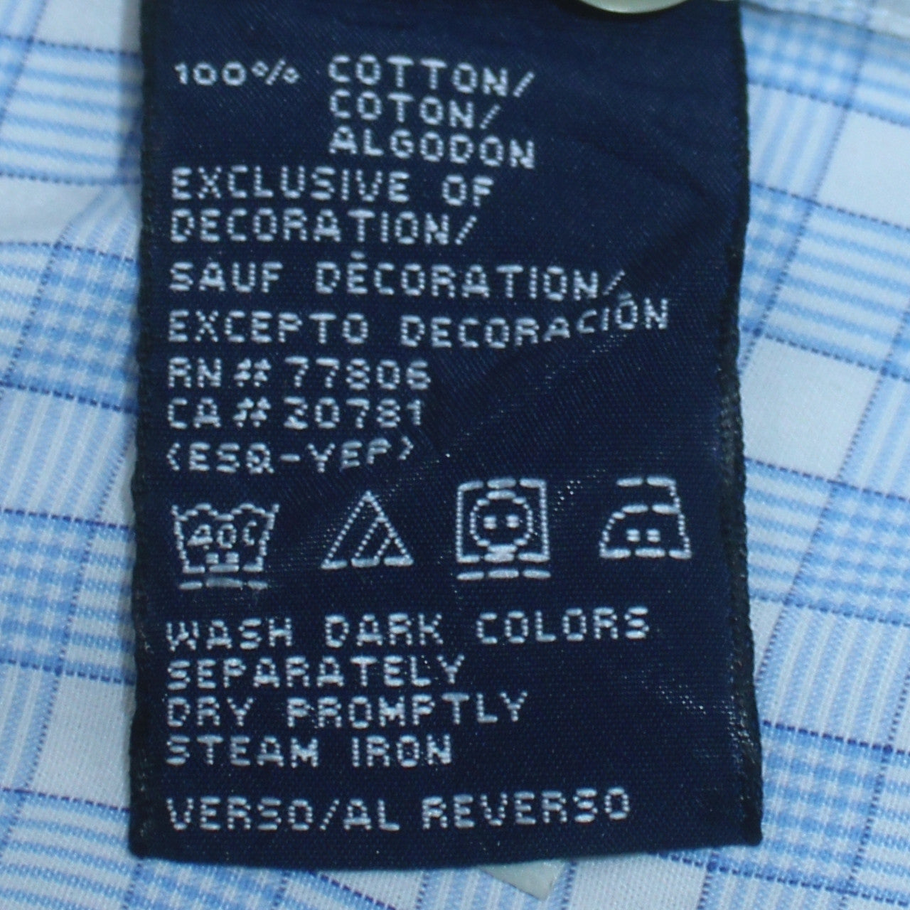 Tommy Hilfiger Men's Blue Check Button-Down Cotton Shirt M