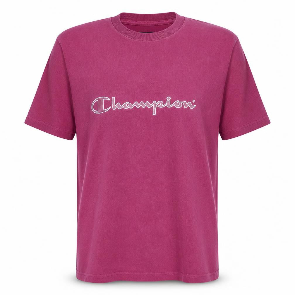 Champion Men Pink Small Crew Neck Sports Cotton T-Shirt