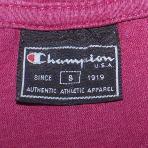 Champion Men Pink Small Crew Neck Sports Cotton T-Shirt