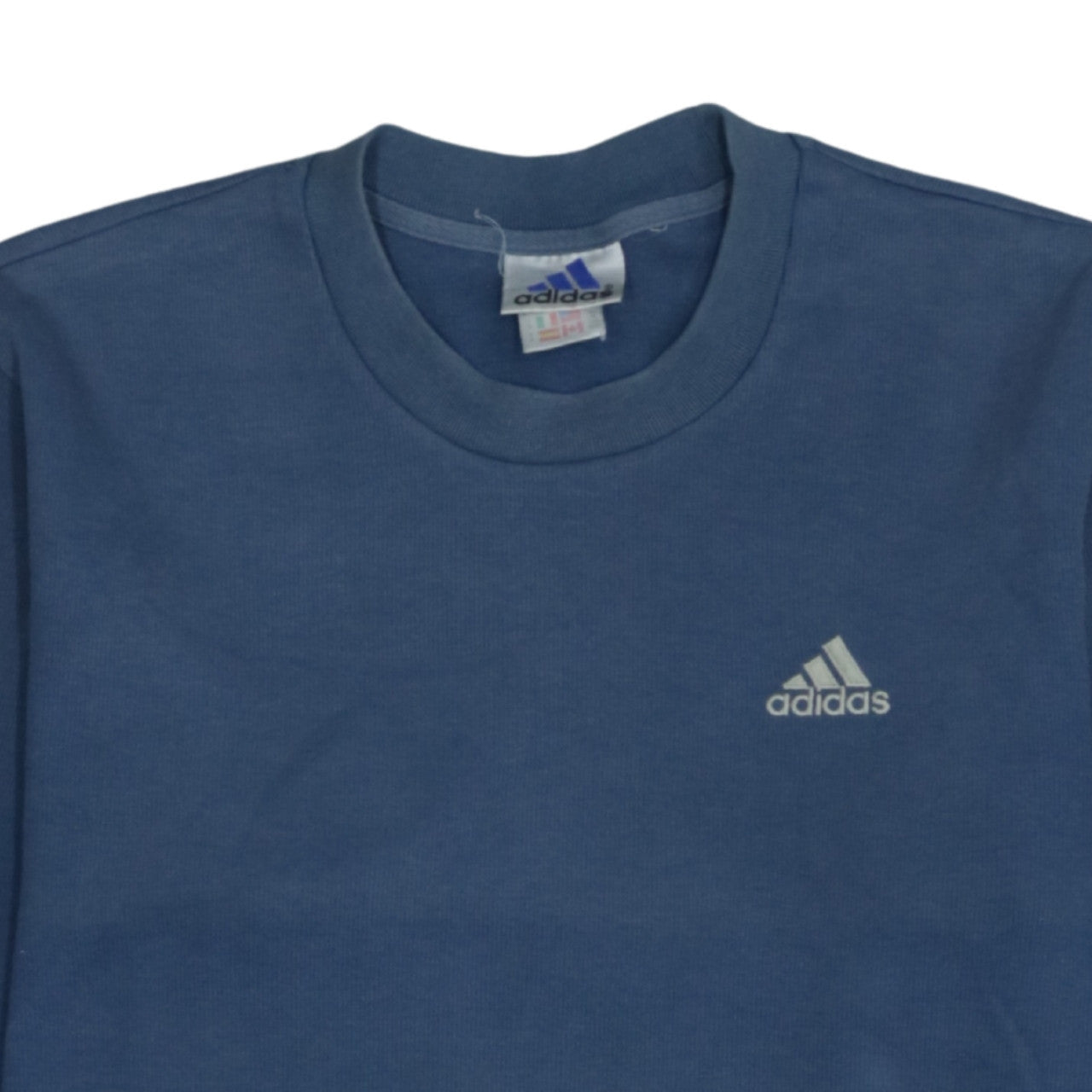 Adidas Men's Blue Long Sleeve Crew Neck Cotton Pullover Jumper L