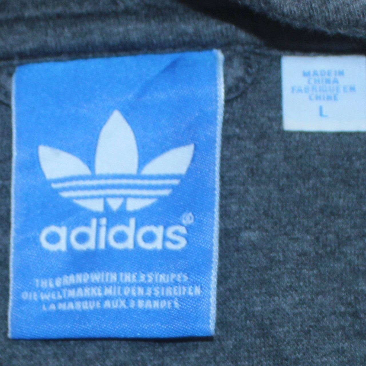 Adidas Mens Grey Full Zip Hoodie Size L Regular Fit Sportswear