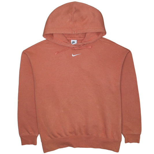 Nike Men's Orange Pullover Hoodie Medium Fleece Casual Sweatshirt