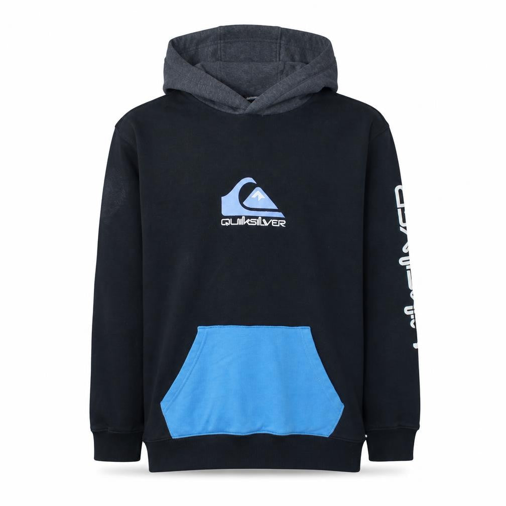 Quiksilver Boys Black Pullover Hoodie 16 Years Graphic Print Fleece Sweatshirt