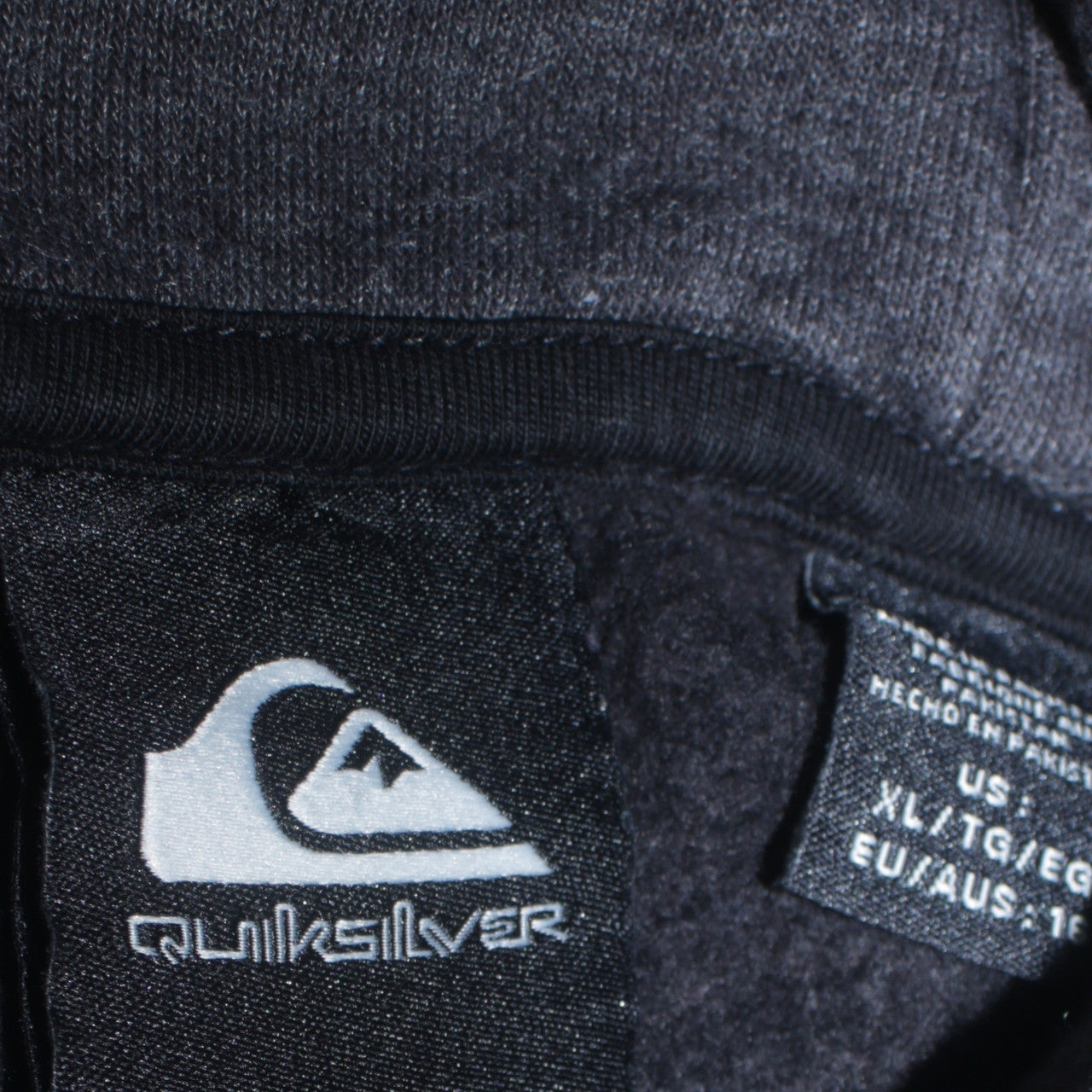 Quiksilver Boys Black Pullover Hoodie 16 Years Graphic Print Fleece Sweatshirt