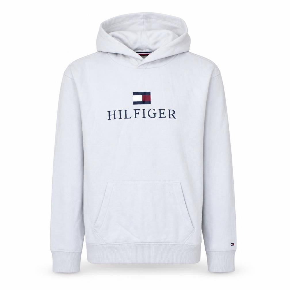 Tommy Hilfiger Boys White Pullover Hoodie 176 Logo Graphic Sweatshirt