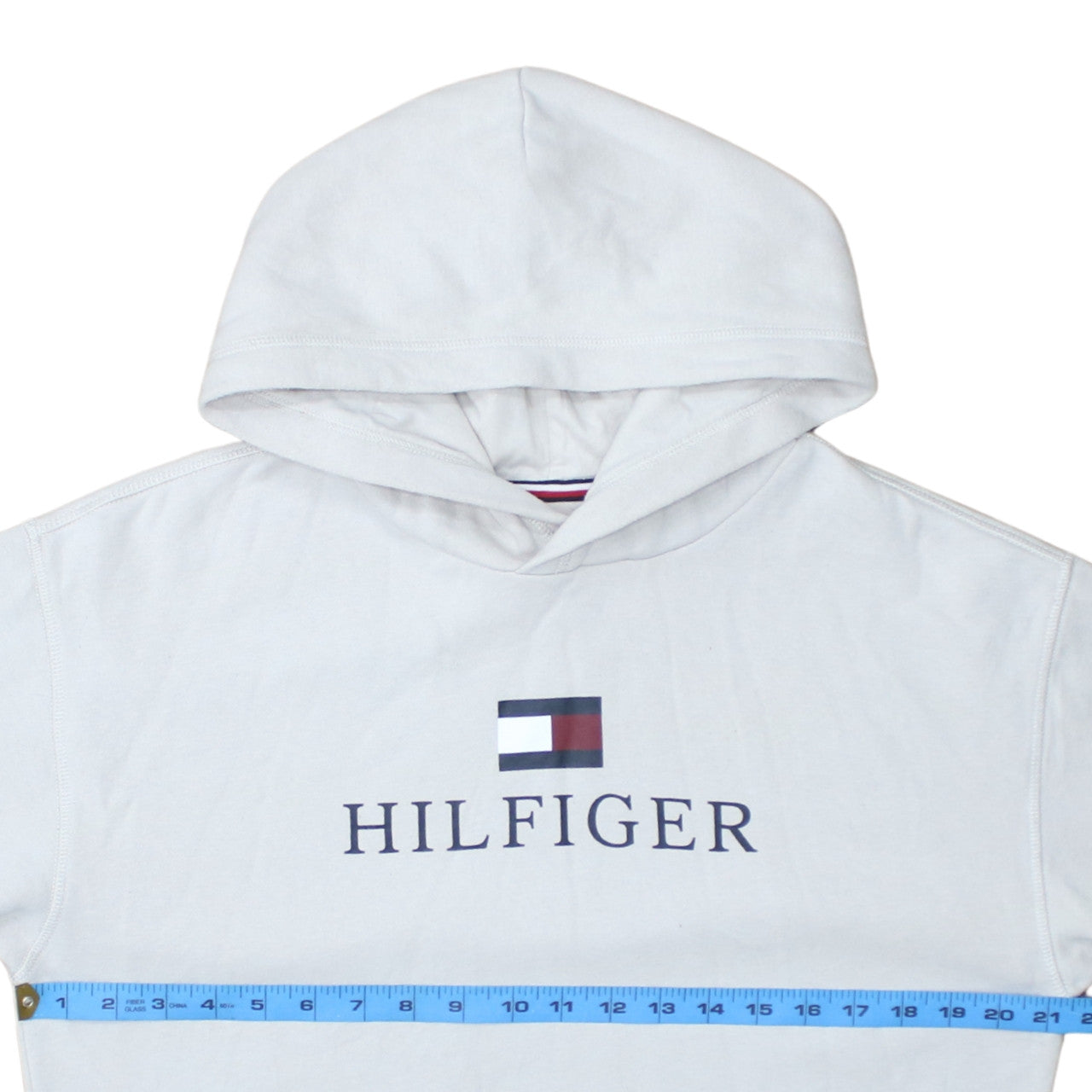 Tommy Hilfiger Boys White Pullover Hoodie 176 Logo Graphic Sweatshirt