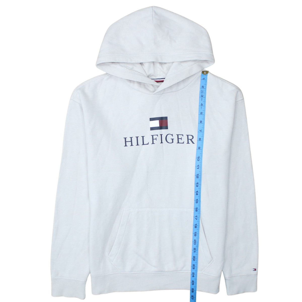 Tommy Hilfiger Boys White Pullover Hoodie 176 Logo Graphic Sweatshirt