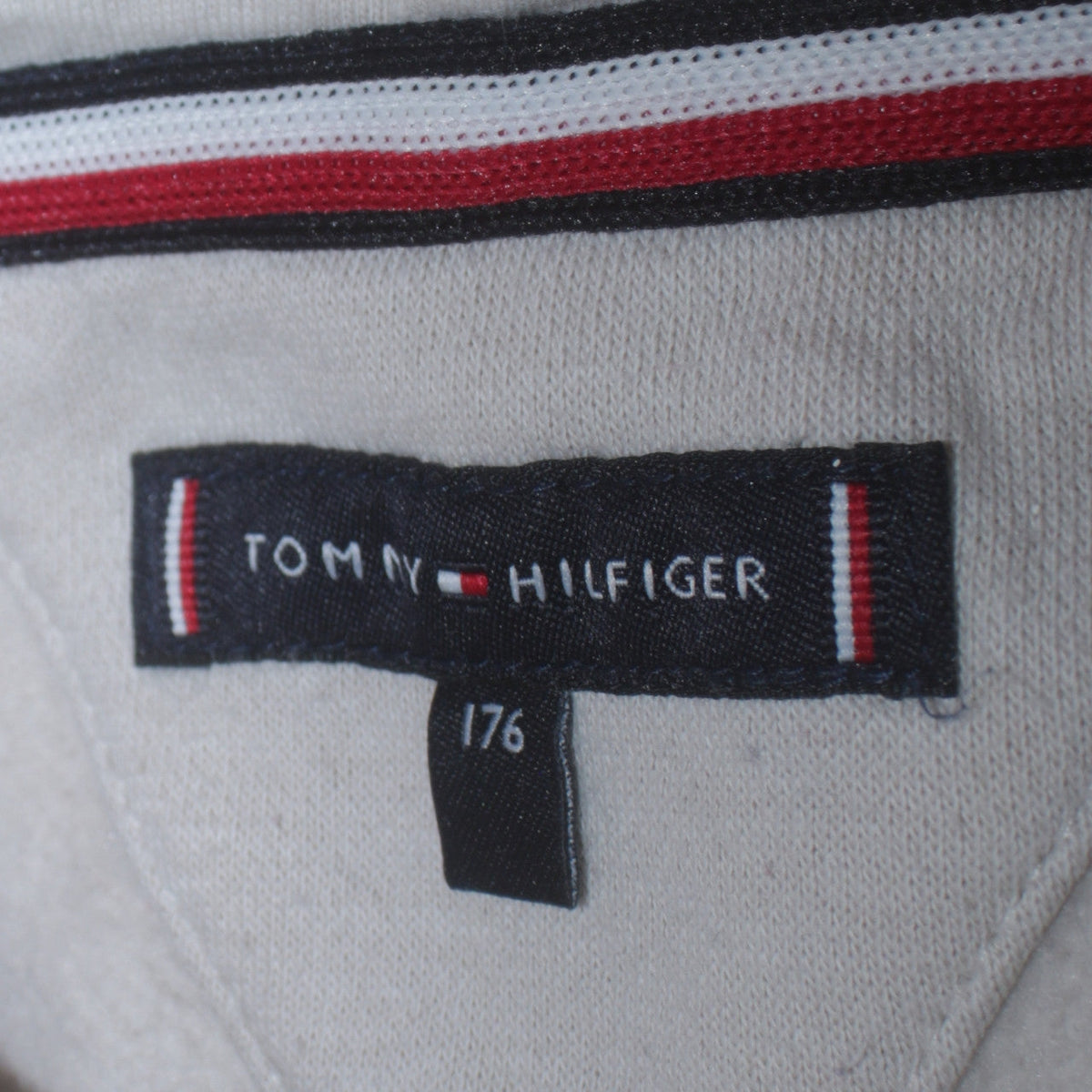 Tommy Hilfiger Boys White Pullover Hoodie 176 Logo Graphic Sweatshirt