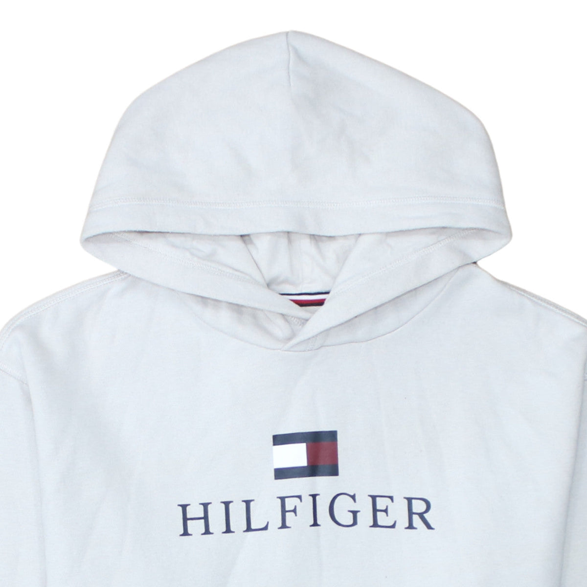 Tommy Hilfiger Boys White Pullover Hoodie 176 Logo Graphic Sweatshirt