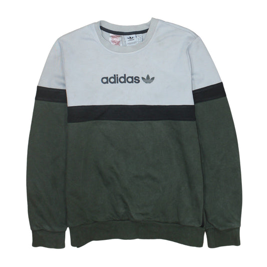 Adidas Boys Green Black Beige Crew Neck Pullover Sweatshirt 13-14 Years