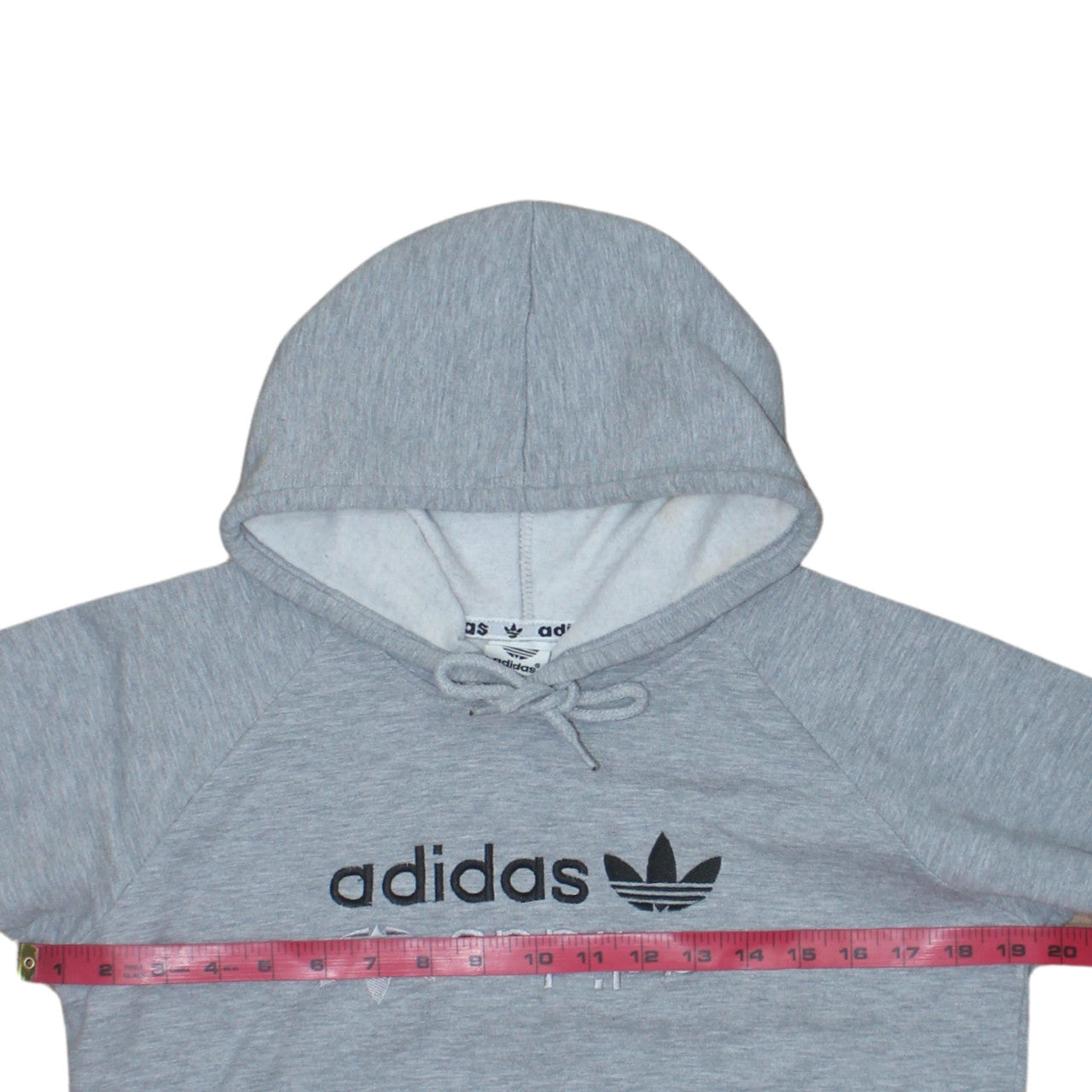Adidas Women Grey Medium Pullover Hoodie Embroidered Logo Casual