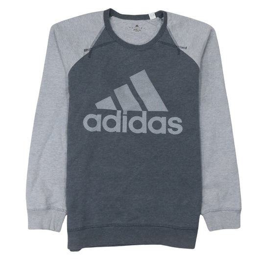 Adidas Men's Grey Logo Crew Neck Pullover Sweatshirt L
