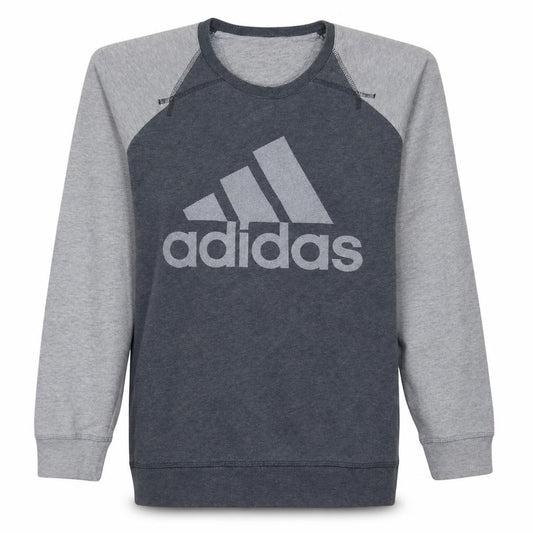 Adidas Men's Grey Logo Crew Neck Pullover Sweatshirt L
