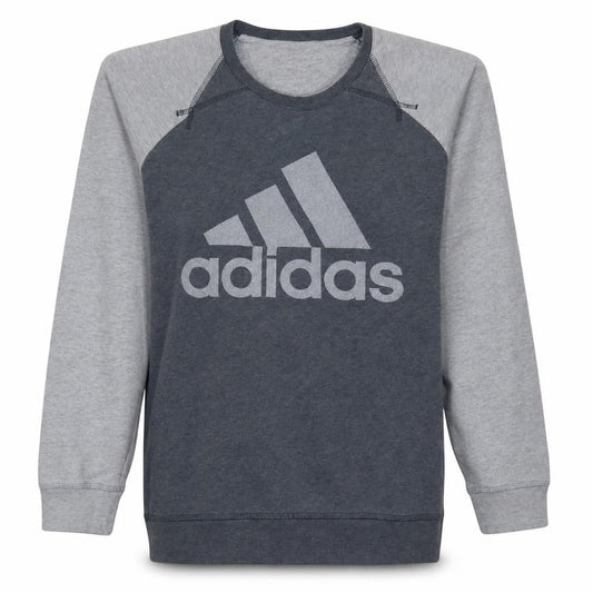 Adidas Men's Grey Logo Crew Neck Pullover Sweatshirt L