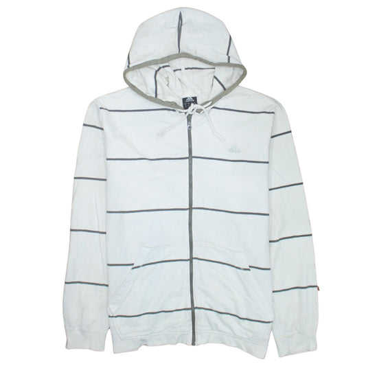 Adidas Men's White XL Full Zip Striped Hoodie Sweatshirt