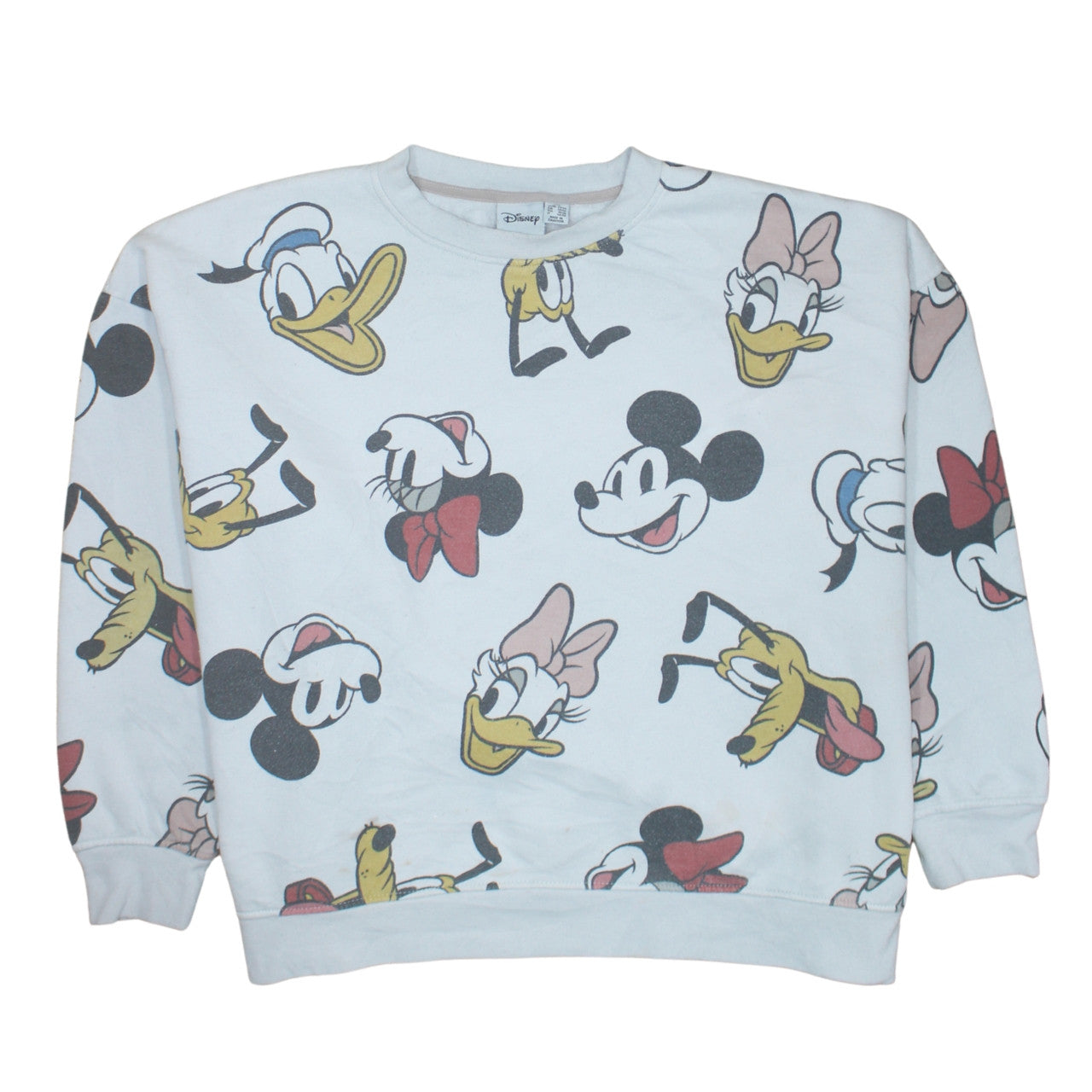Disney Womens White 2XL Pullover Sweatshirt Mickey & Friends Print