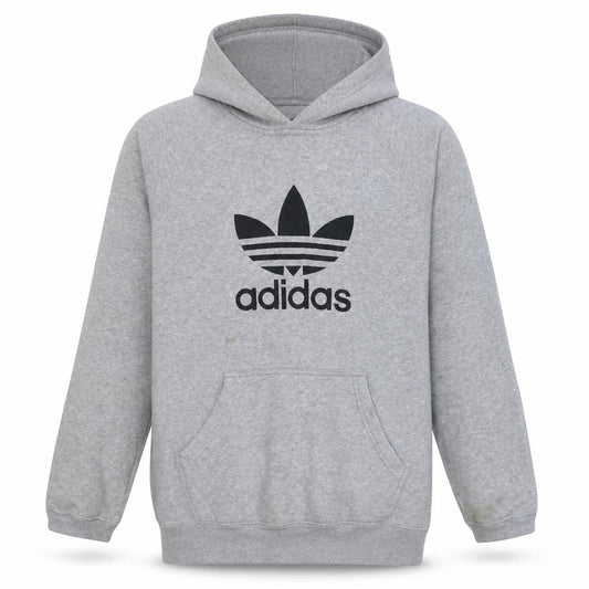 Adidas Men's Grey Pullover Hoodie L Trefoil Logo Sportswear