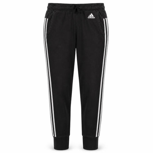Adidas Womens Black Small Jogger Sweatpants with White Stripes