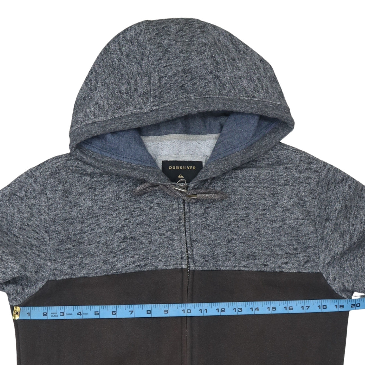 Quiksilver Men’s Grey Full Zip Hoodie Size S Fleece Hooded Sweatshirt
