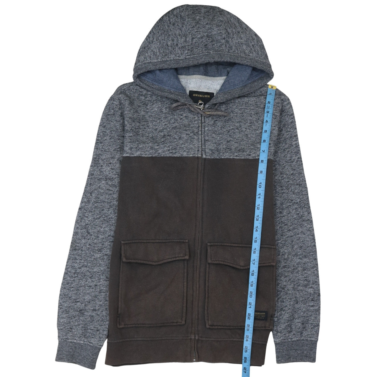 Quiksilver Men’s Grey Full Zip Hoodie Size S Fleece Hooded Sweatshirt