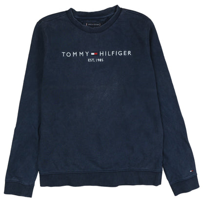 Additional front view of Tommy Hilfiger boys’ blue 164 pullover sweatshirt embroidered logo
