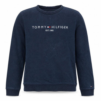 Front view of Tommy Hilfiger boys’ blue 164 pullover sweatshirt embroidered logo
