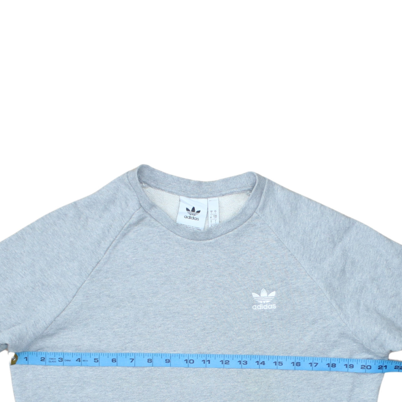 adidas Men Grey Small Pullover Sweatshirt Crew Neck Fleece