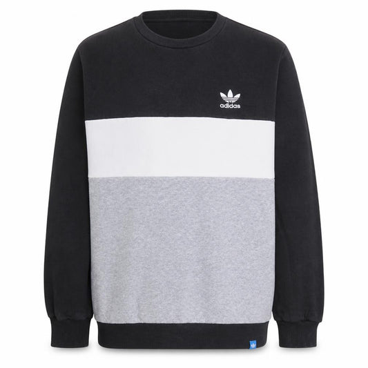 Adidas Mens Black Grey White Crew Neck Colour Block Sweatshirt M