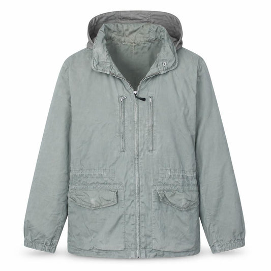 Gap Women's Green Hooded Anorak Jacket L Cotton Zip Pockets Casual