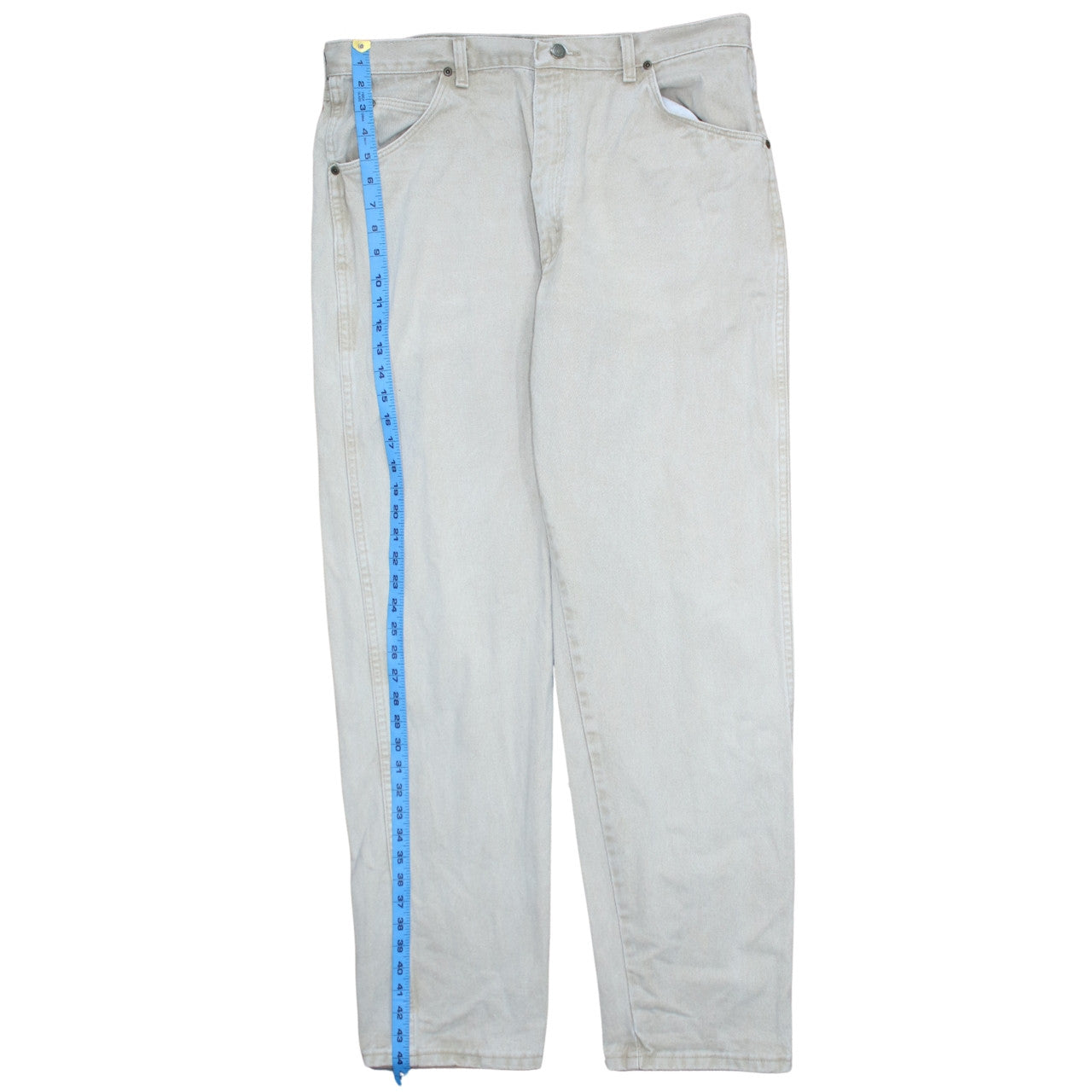 Wrangler Men's Beige 38x34 Straight Fit Cotton Denim Jeans