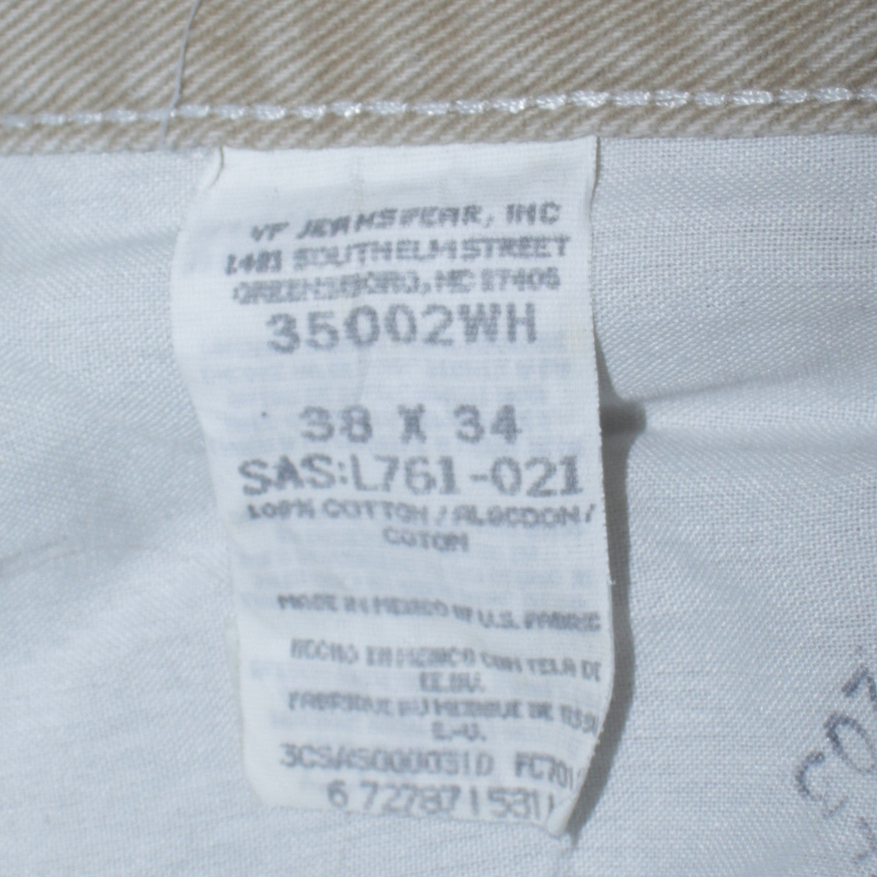 Wrangler Men's Beige 38x34 Straight Fit Cotton Denim Jeans