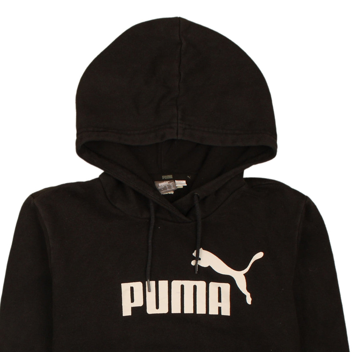 Puma Boys Black Pullover Hoodie Size 12 Years Graphic Logo Fleece