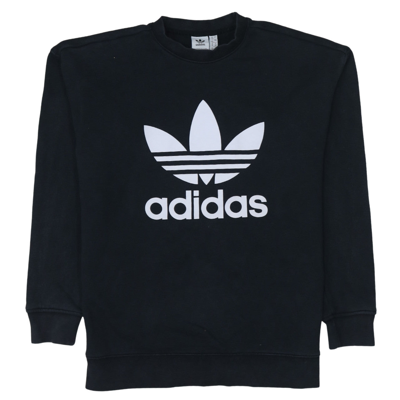 Adidas Women Black Size 12 Sweatshirt Crew Neck Logo Pullover