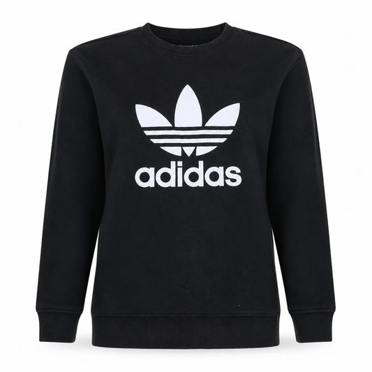 Adidas Women Black Size 12 Sweatshirt Crew Neck Logo Pullover