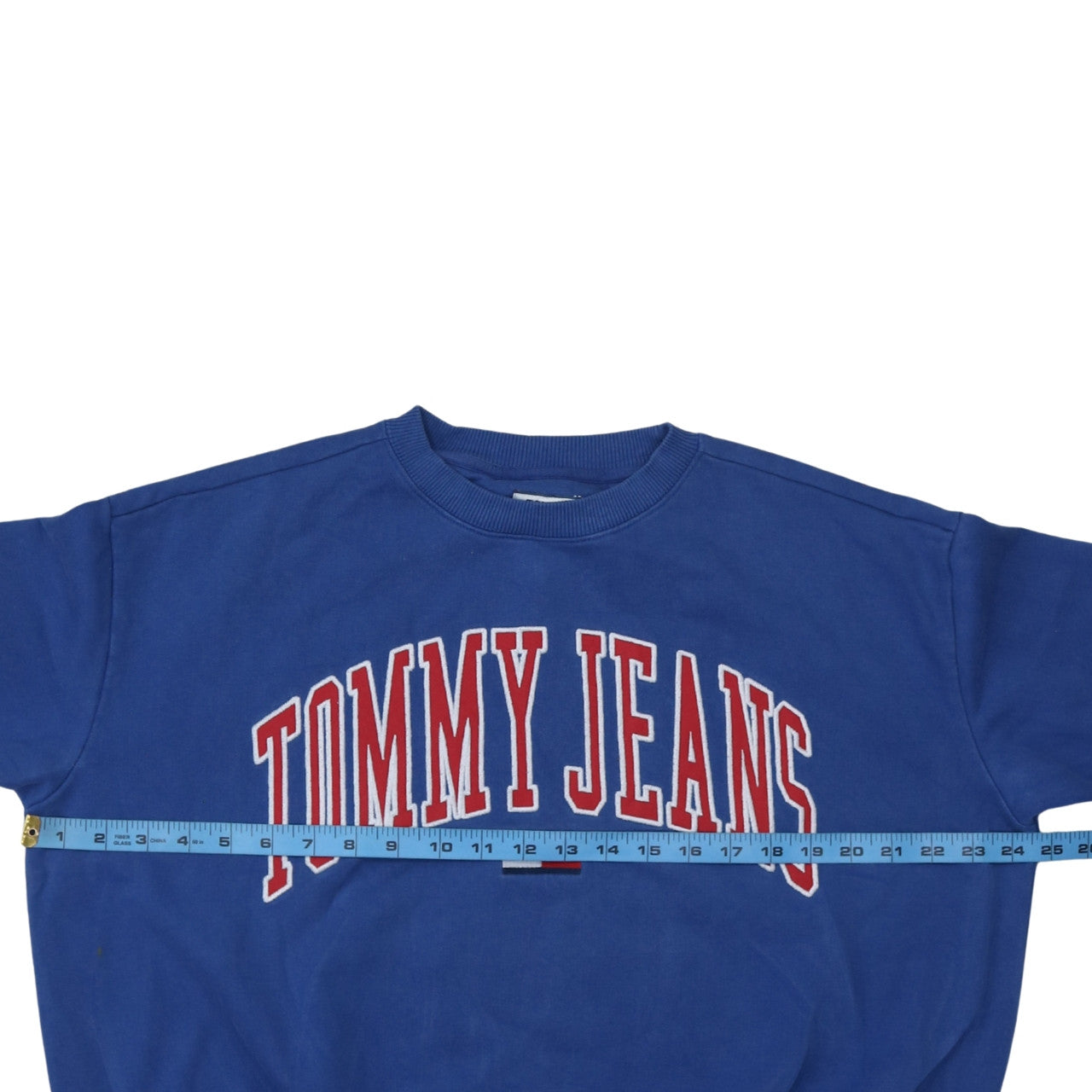 Tommy Jeans Men's Blue Cotton Crew Neck Logo Sweatshirt M
