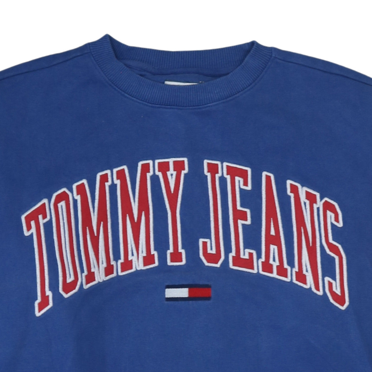Tommy Jeans Men's Blue Cotton Crew Neck Logo Sweatshirt M