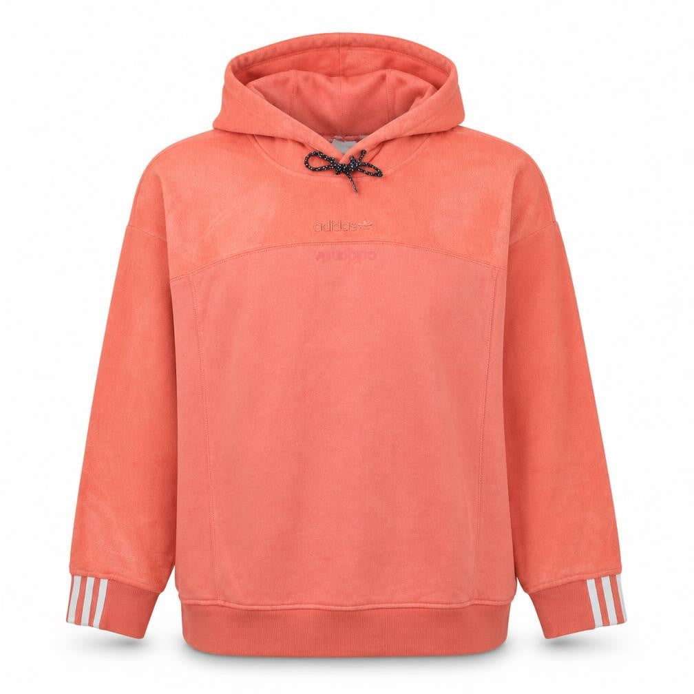 Adidas Women Coral Hooded Pullover Sweatshirt Size 16 Fleece Lined