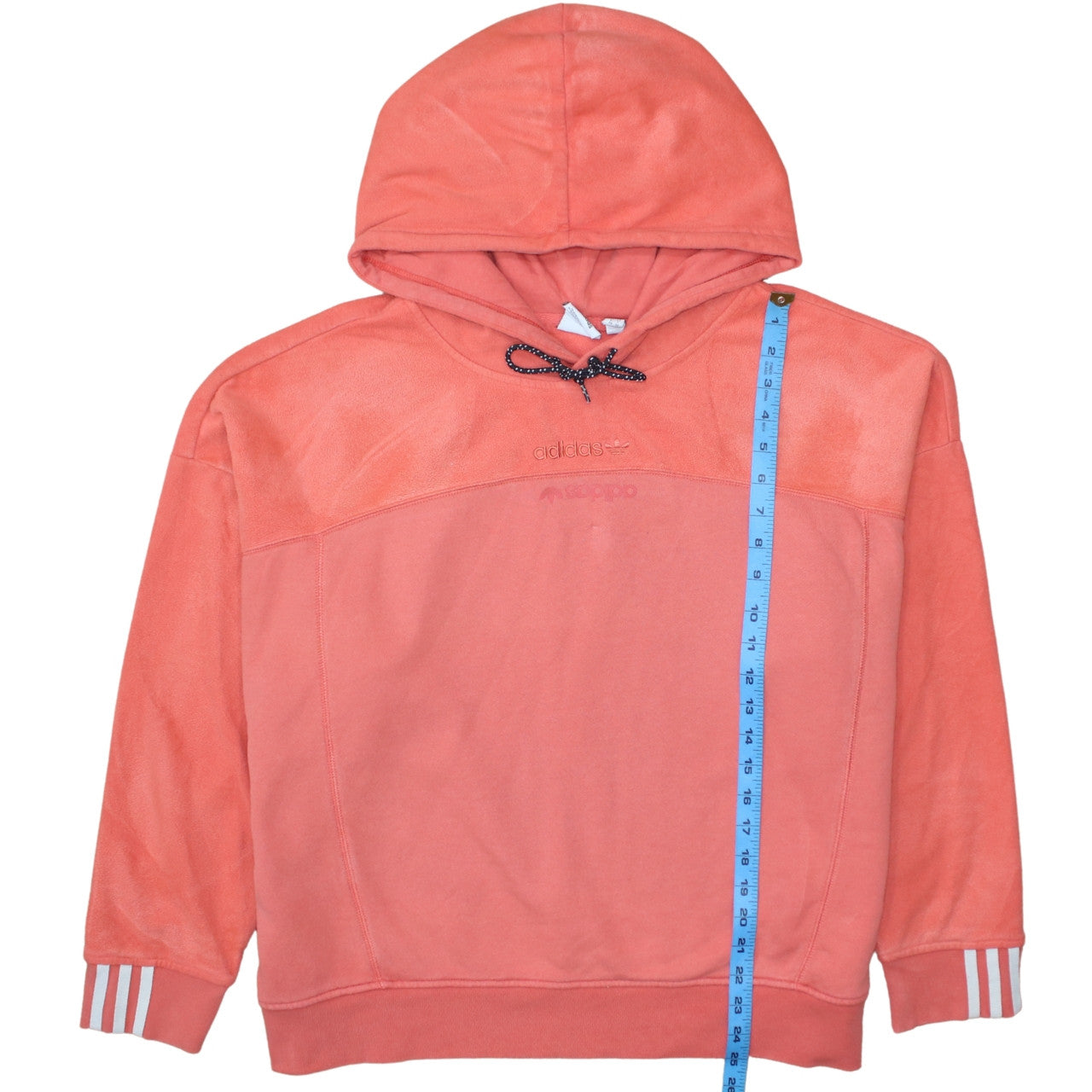Adidas Women Coral Hooded Pullover Sweatshirt Size 16 Fleece Lined