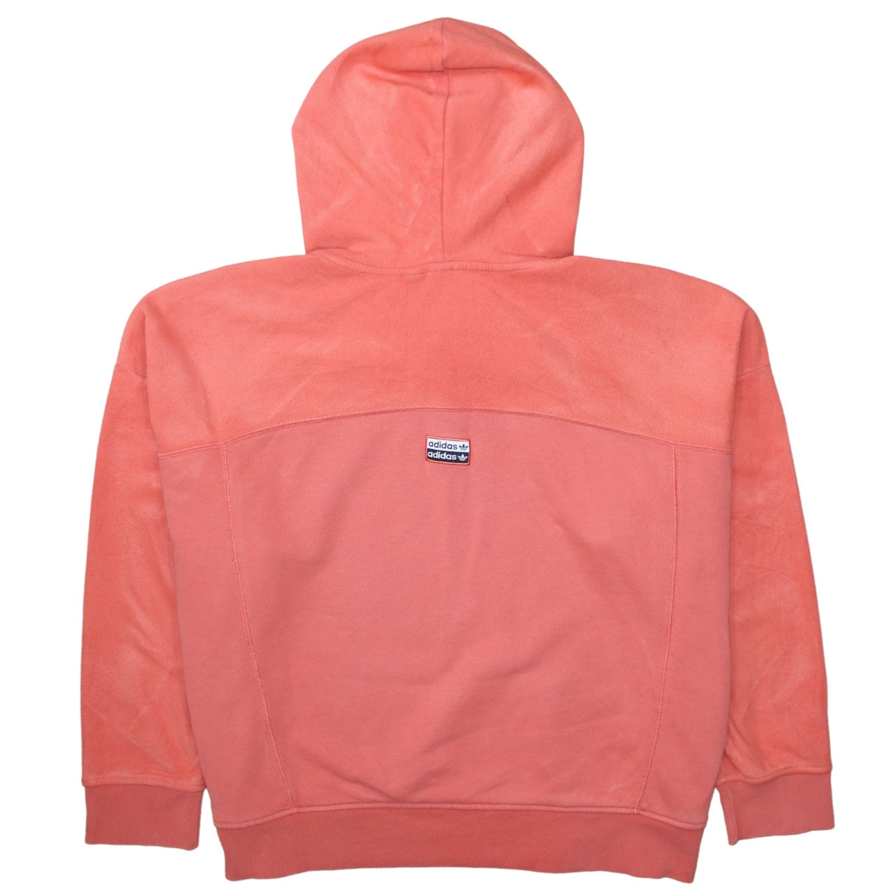 Adidas Women Coral Hooded Pullover Sweatshirt Size 16 Fleece Lined