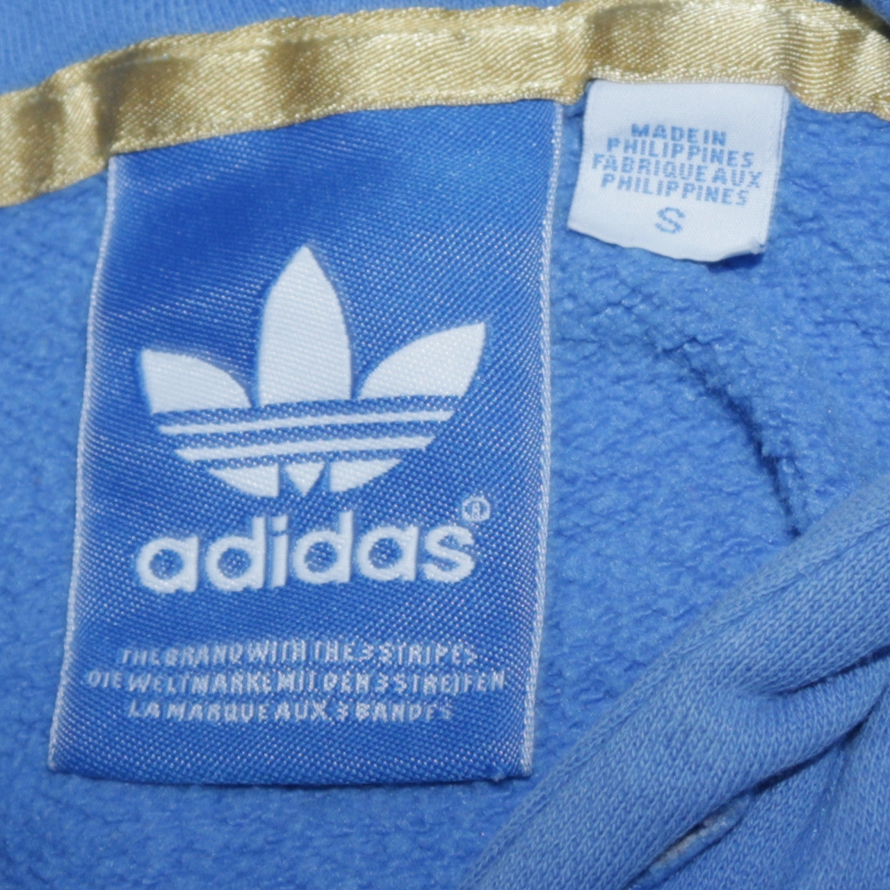 Adidas Men Blue Pullover Hoodie S Fleece Logo Sweatshirt