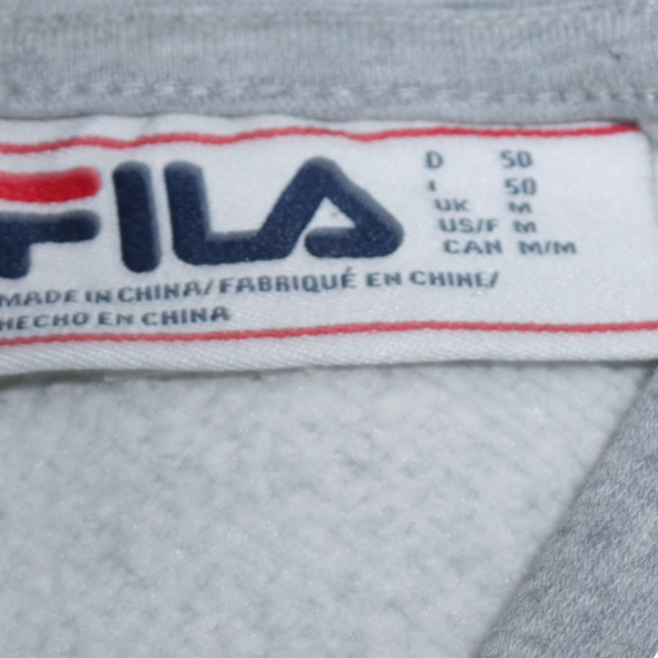 FILA Men's Grey Pullover Hoodie Medium Regular Fit Logo Fleece