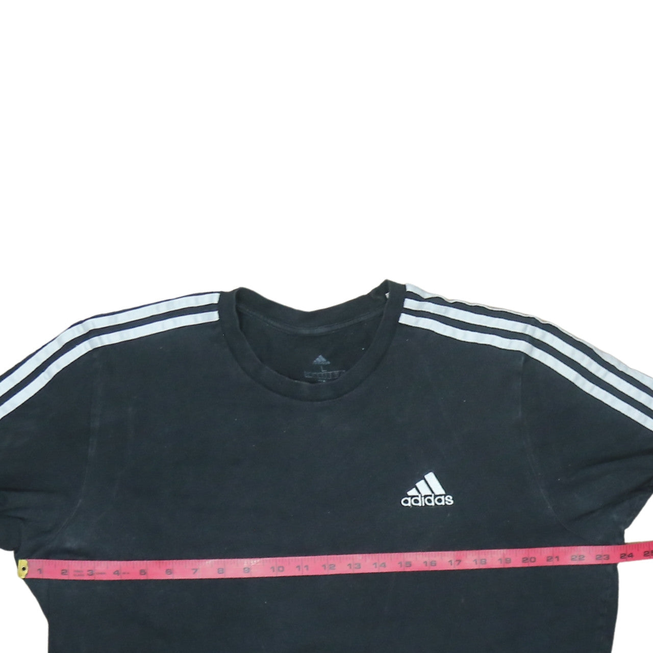 Adidas Men's Black Large 3-Stripes Crew Neck Sports T-Shirt